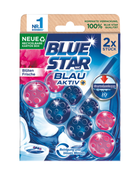 Blue Star Blau ­Aktiv Blueten Frische Duopack, WC­ Einhaenger, 104g